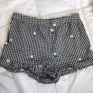 Miami daisy plaid cotton ruffle shorts